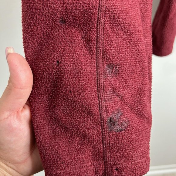 L.L.Bean Pullover Mens XL Burgundy Fleece Quarter Zip Slightly Fitted Pocket - Picture 5 of 9